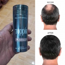 Toppik hair fiber in okara for hair loss concealing.