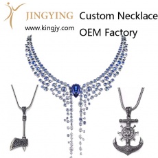Custom necklace gold plated silver jewelry supplier and whol.
