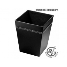 Black faux leather diamante waste paper basket bin tissue bo.